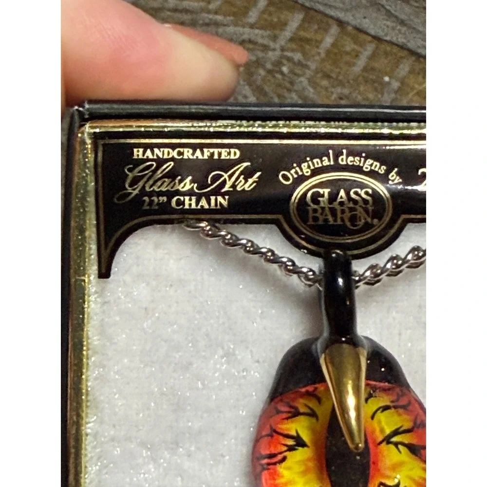 Glass Baron Eye of the Beholder Necklace Unisex 22in Orange New 22K Gold Claw